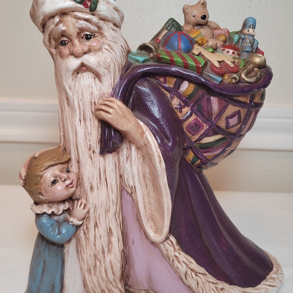Vintage 80's Hand Painted Ceramic Santa Gare 1296 mold antique medieval Santa